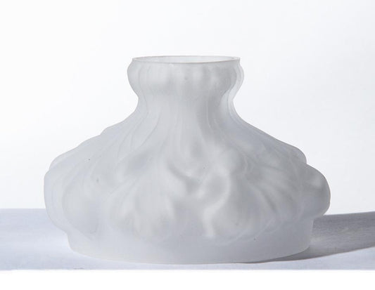 (DISCONTINUED) Miniature White Satin with Embossed Plumage Glass Shade, 4 inch fitter (00021)