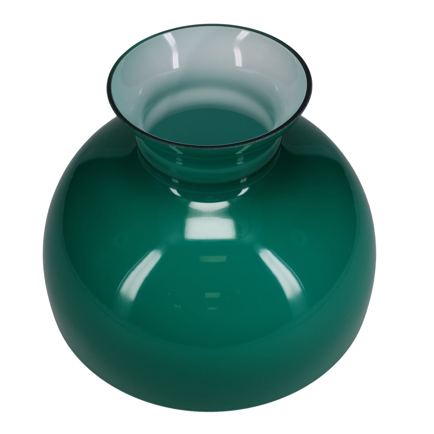Green Color Cased Glass over White Student Shade, 10 inch fitter (06064)