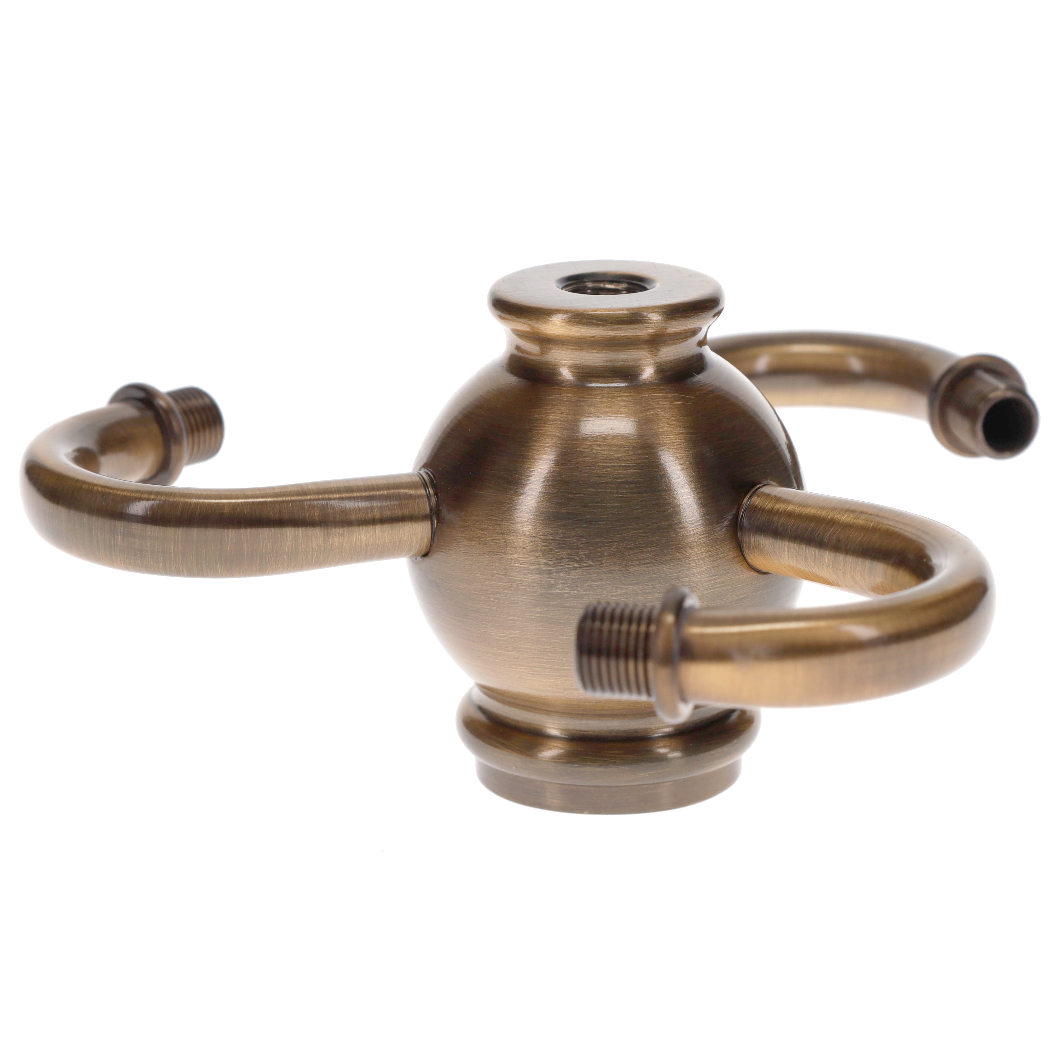 3 Spiral Arm Heavy Brass Lamp Cluster, Choice of Finish (10459B