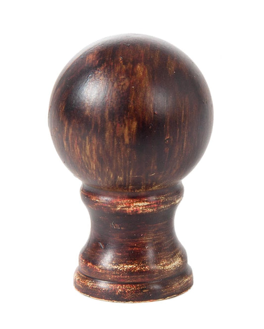 Brushed Brown Sphere Lamp Finial - 2 Inch Height x 1 1/4 Inch Wide, 1/4-27F Tap (11050PJ)