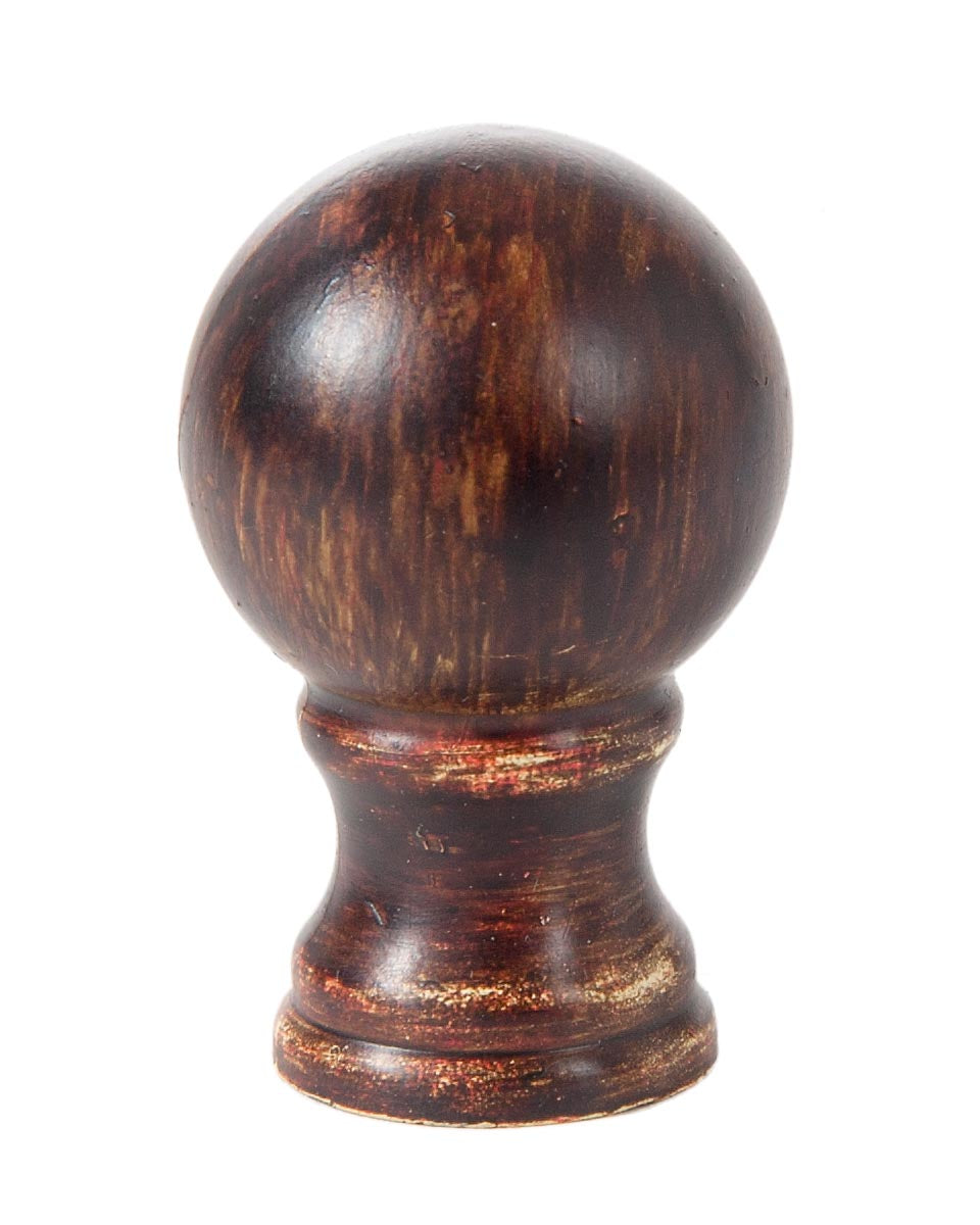 Brushed Brown Sphere Lamp Finial - 2 Inch Height x 1 1/4 Inch Wide, 1/4-27F Tap (11050PJ)