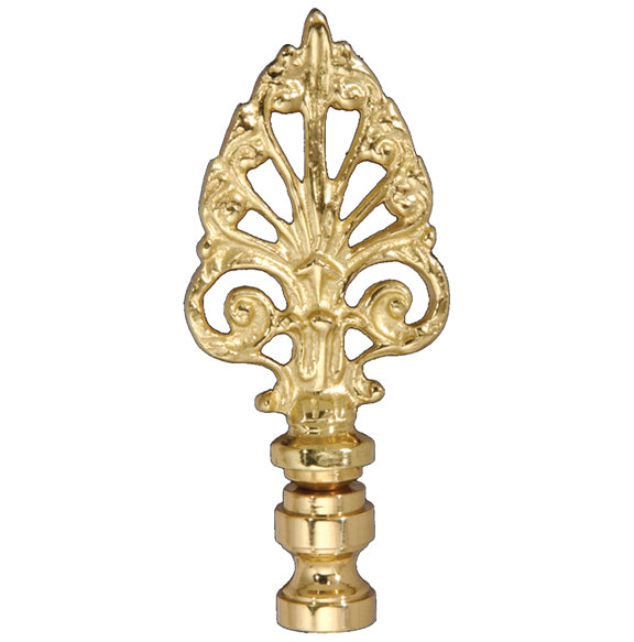 3-3/8" Tall Brass Decorative Finial Polished & Lacquered 1/4-27F Tap (11116)