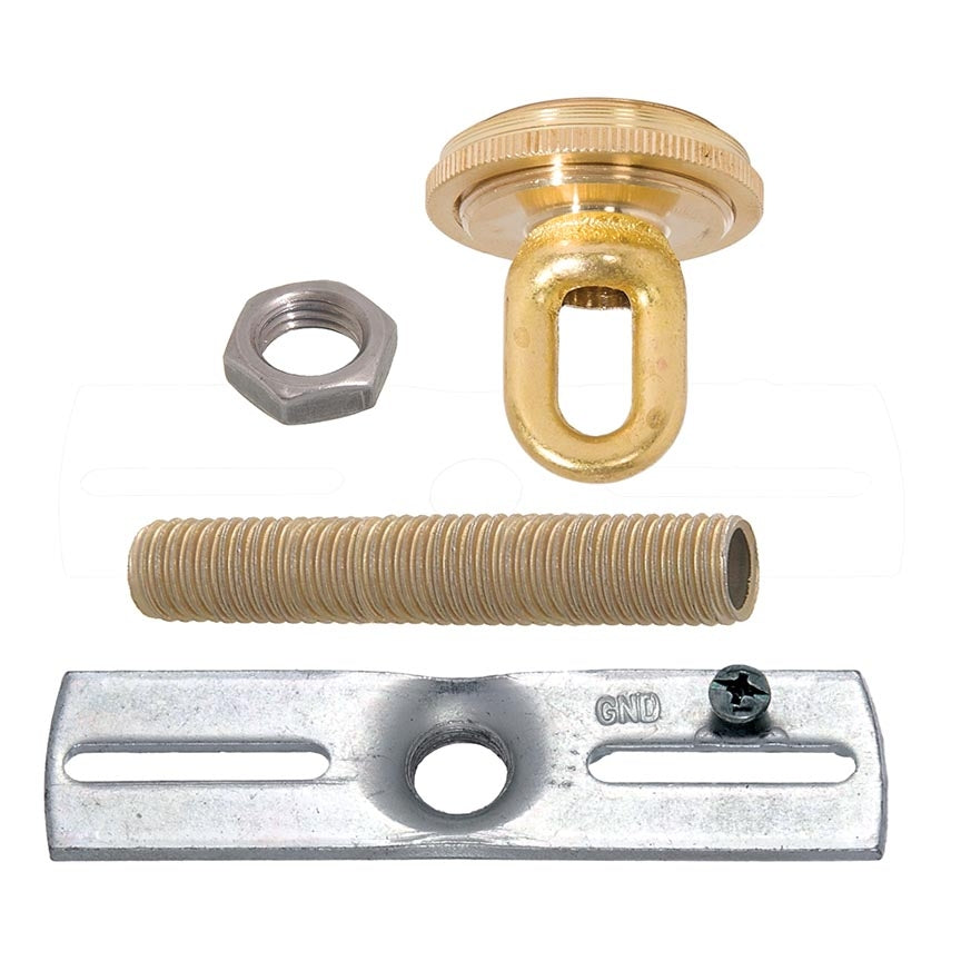 6 Inch Diameter Fine Quality, Vintage Style Die Cast Brass Canopy with Mounting Hardware Kit (11799UK)