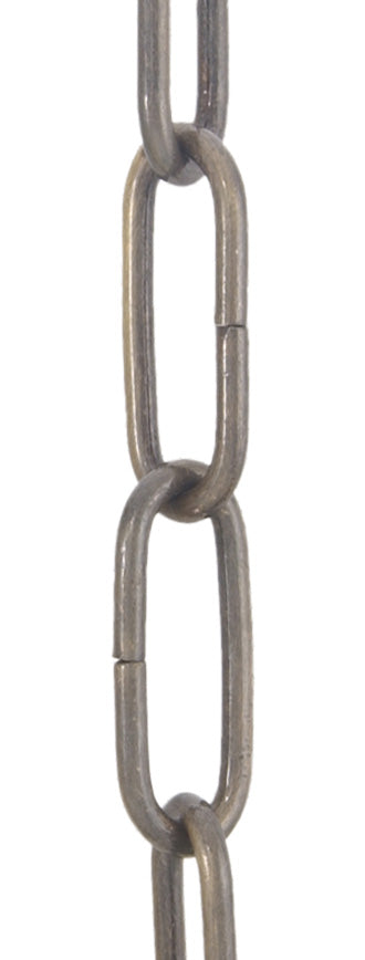 6 Gauge Antique Brass Plated Steel, Heavy Duty Straight-Sided Chain (12991A)
