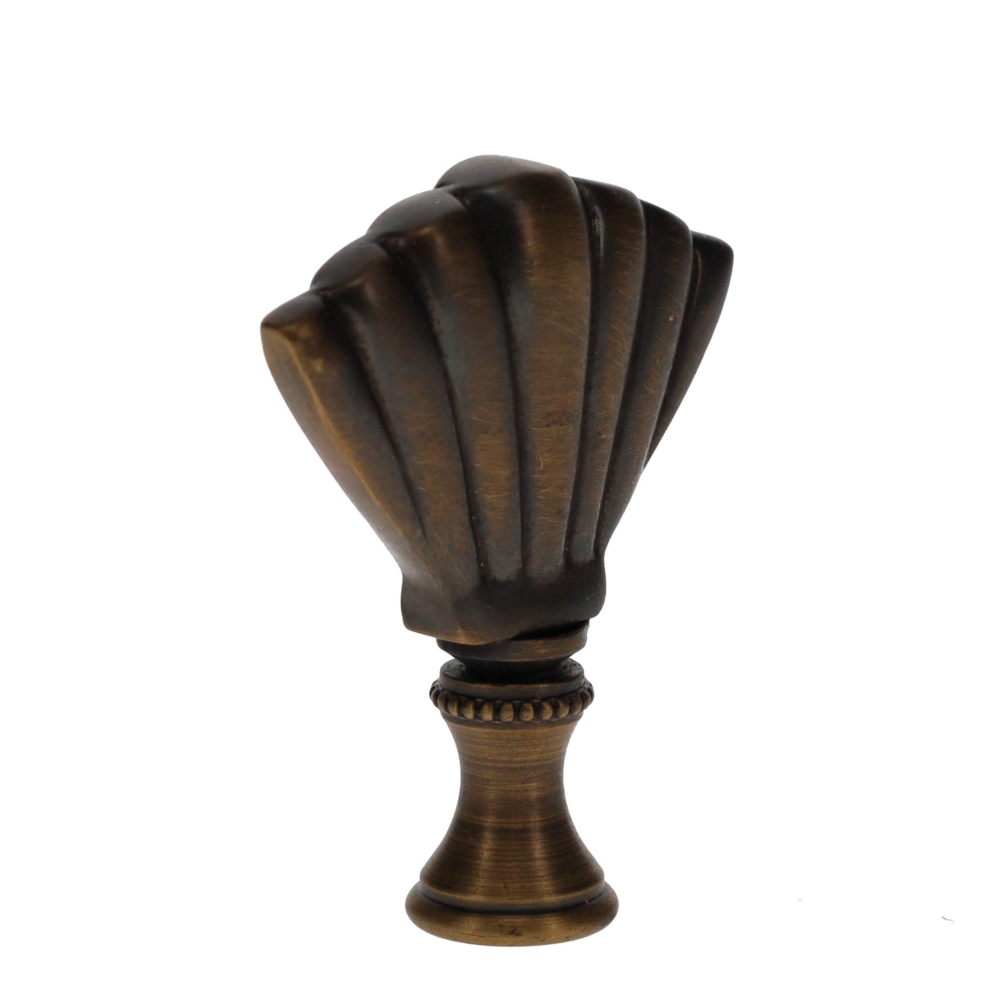 2-1/4" Tall Brass Finial Clam Shell, Dark Bronze Finish 1/4-27F Tap (15115)