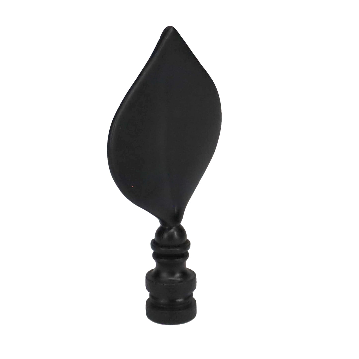 3-5/16" Tall Brass Finial, Satin Black Leaf, 1/4-27F Tap (15144BK)