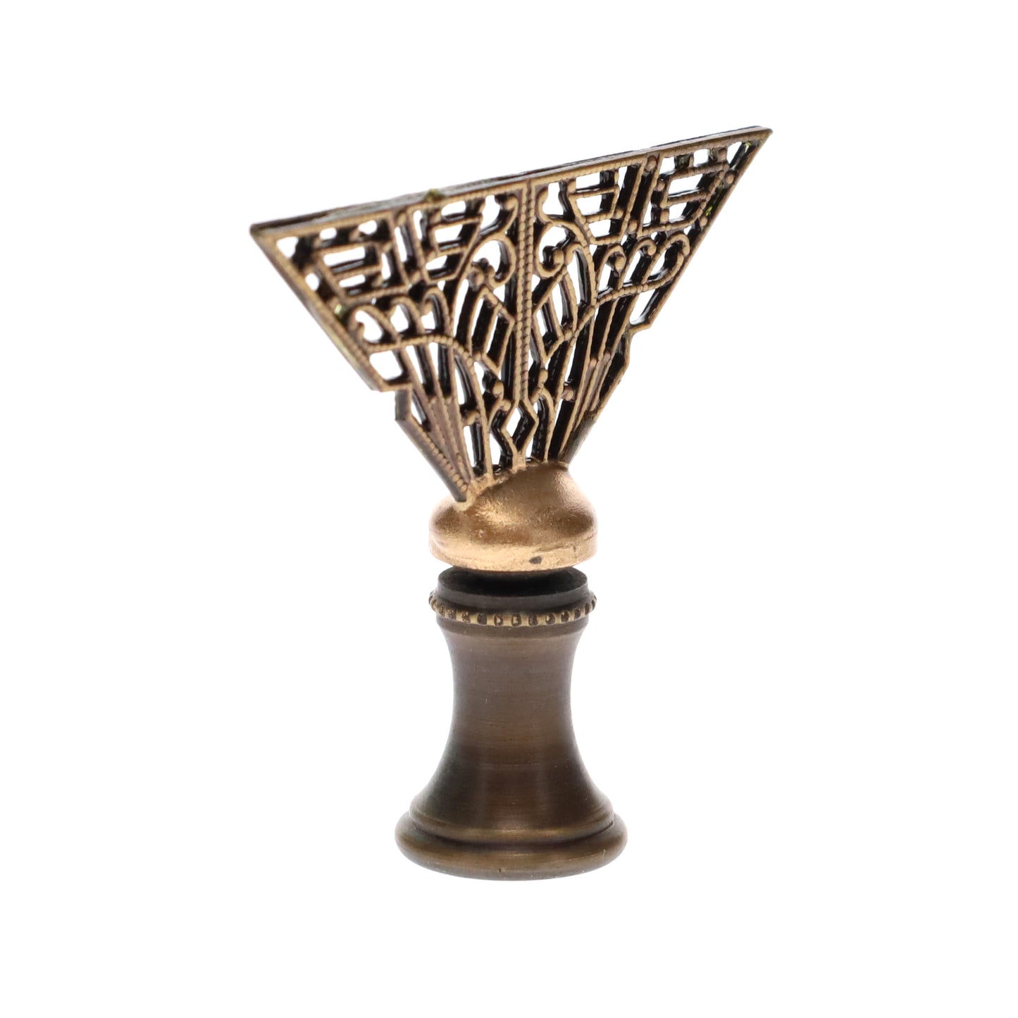 1-3/4" Tall Brass Finial, Filigree Fan, Bronze Finish, 1/4-27F Tap (15189BR)
