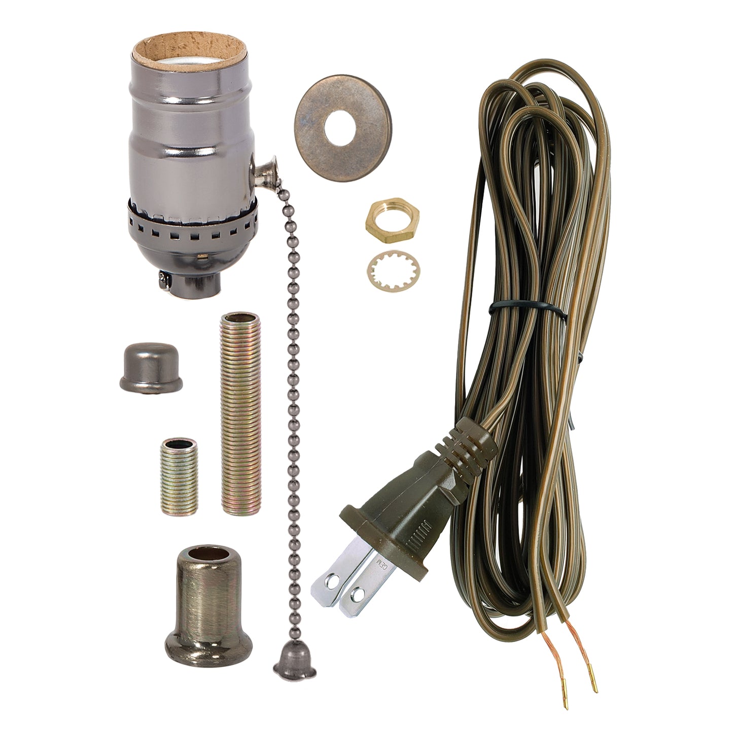 Antique Bronze Finish Table Lamp Wiring Kit w/ Pull Chain Socket (30557B)
