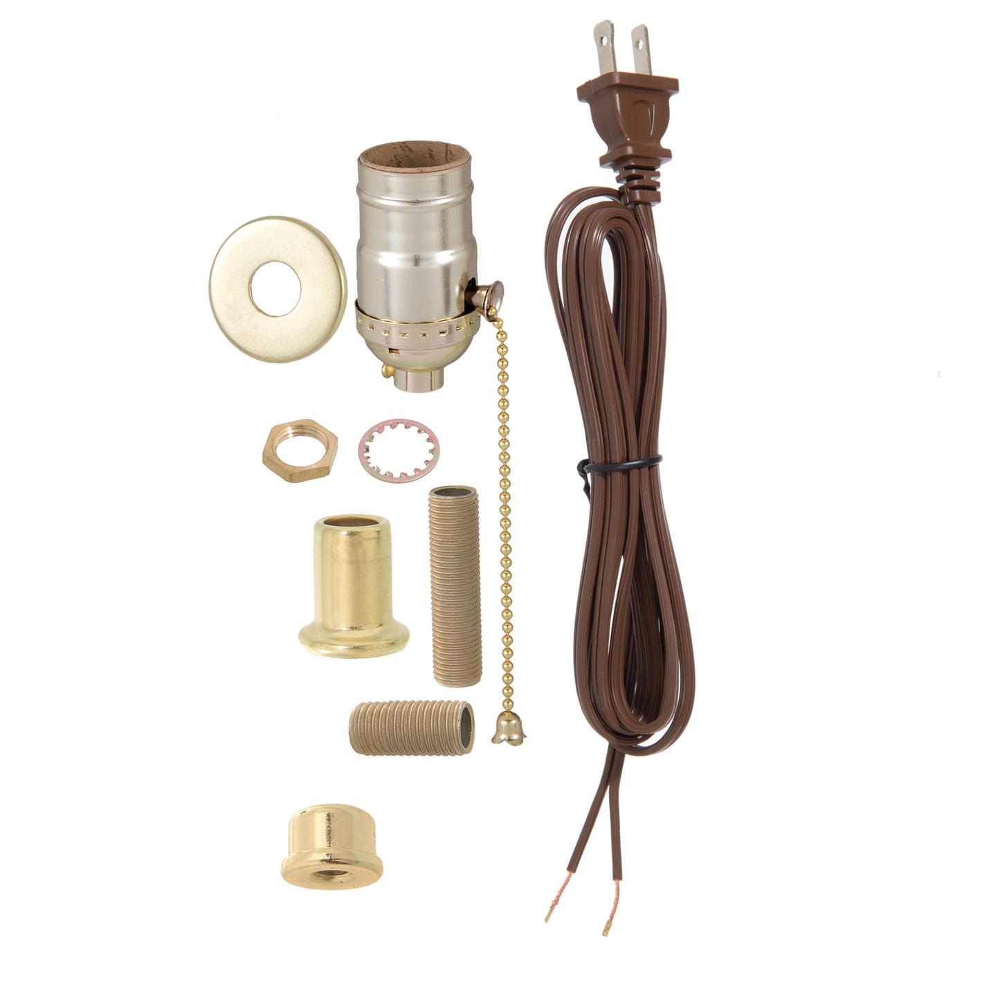 Brass Plated Finish Table Lamp Wiring Kit w/ Pull Chain Socket (30557P)