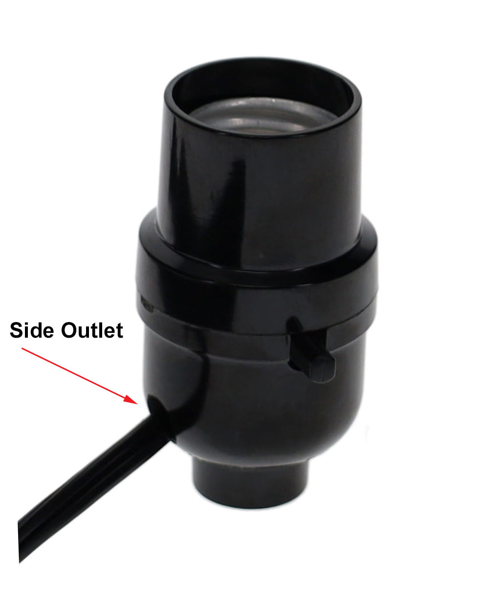 Tall Push Through Phenolic Socket, Medium Base, No UNO Threads, Side Outlet (47688)