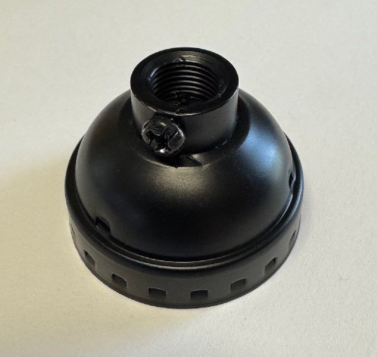 Satin Black Finish Aluminum E-26 Socket Cap with Set Screw, 1/8 IP (40300BK)