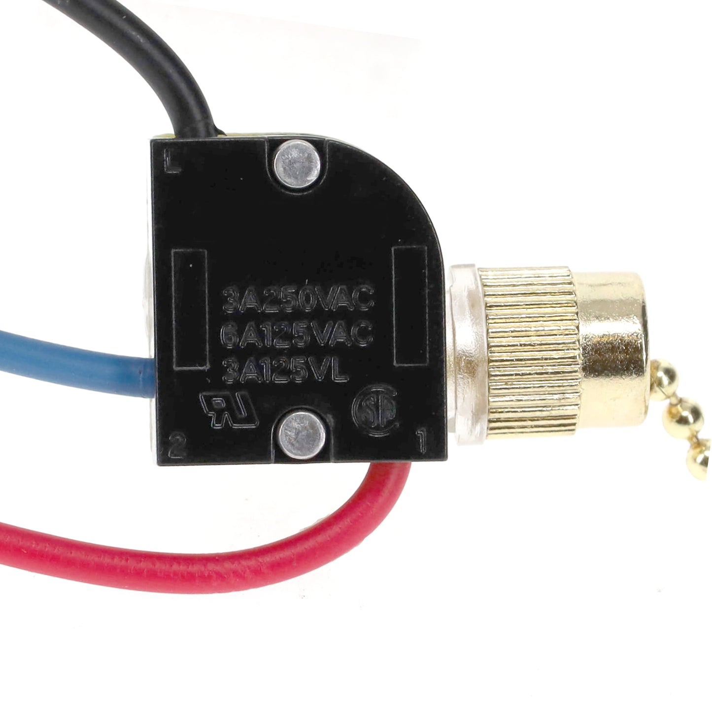3-Way Brass Ceiling Fan Pull Switch, Brass, 36" Long String & Bell (40413)