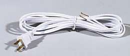 White, 18/2 Plastic Covered Lamp Cord - Wire Sets, CHOICE OF 4 LENGTHS (46701)