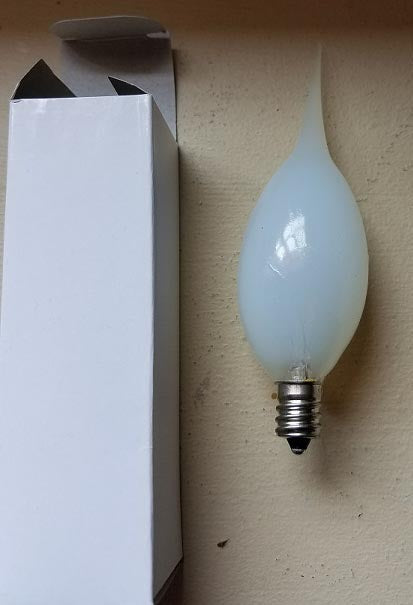 15w 130V, Candelabra Base Flame Tip Silicone Light Bulb, 3" ht. (47180)