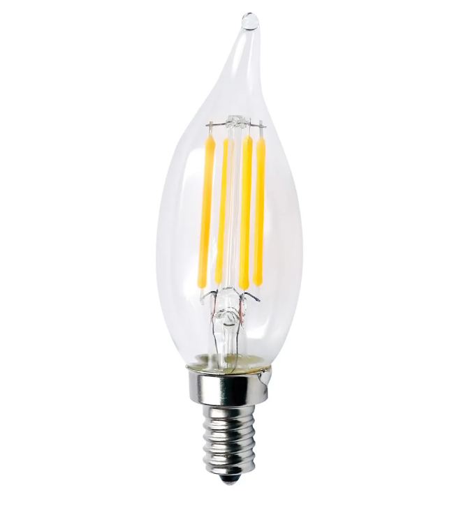 CA10 Antique Style Candelabra LED Light Bulb with Clear Glass Squirrel Cage Filament (47251)