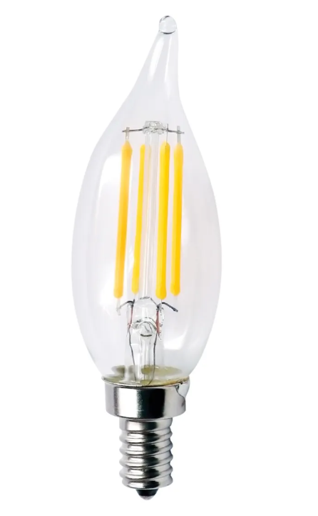 Clear 25 Watt Equivalent LED Candelabra E-12 Base CA10 Dimmable Light Bulb (47296)