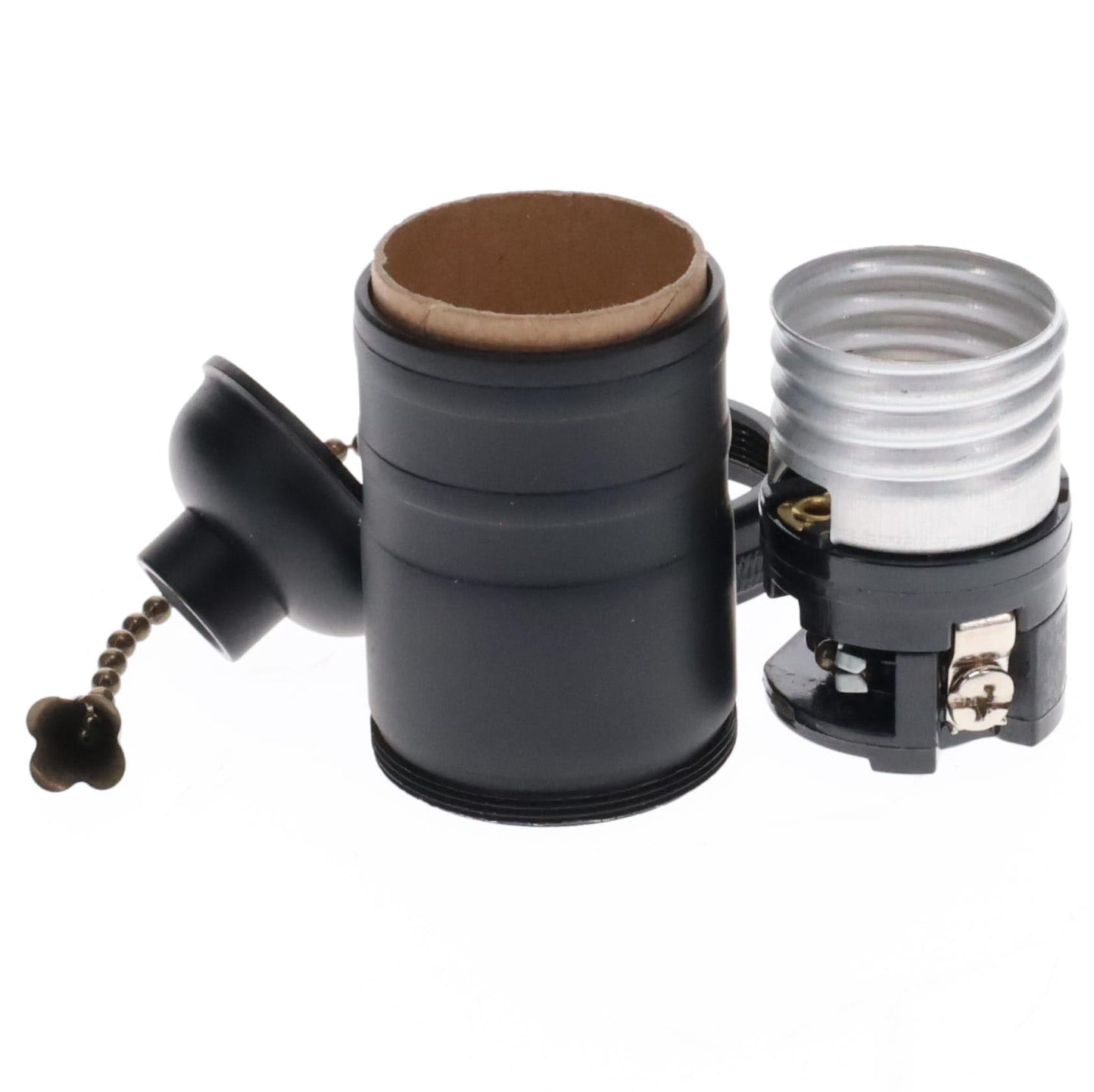 Satin Black Finish Brass Socket, On/Off Pull Chain, No UNO Threads (48254BK)