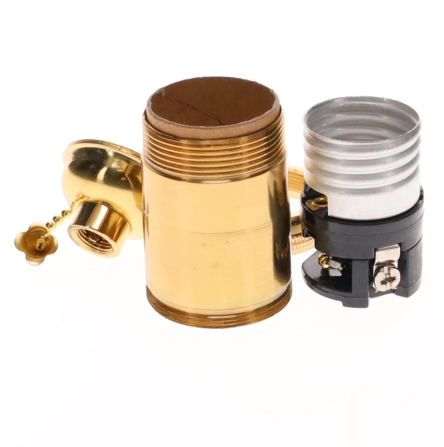 Heavy Turned Brass Socket with Polished & Lacquered Finish, On/Off Pull Chain function, UNO Thread (48255)
