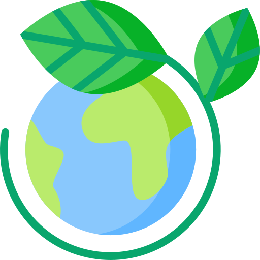 Illustration of the earth with a green leaf signifying sustainable energy.