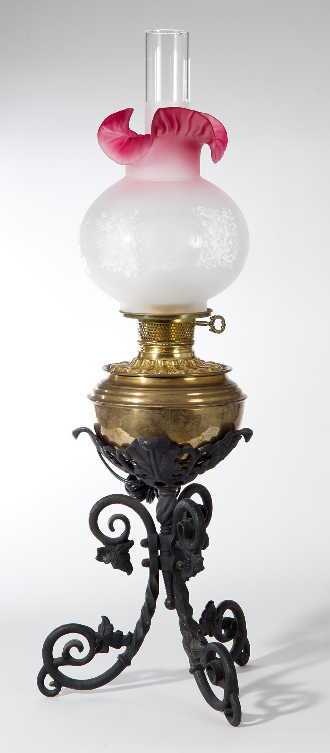 9 1/4 inch tall Cranberry Tint & Etched Filigree Shade, 4 inch fitter (00147)