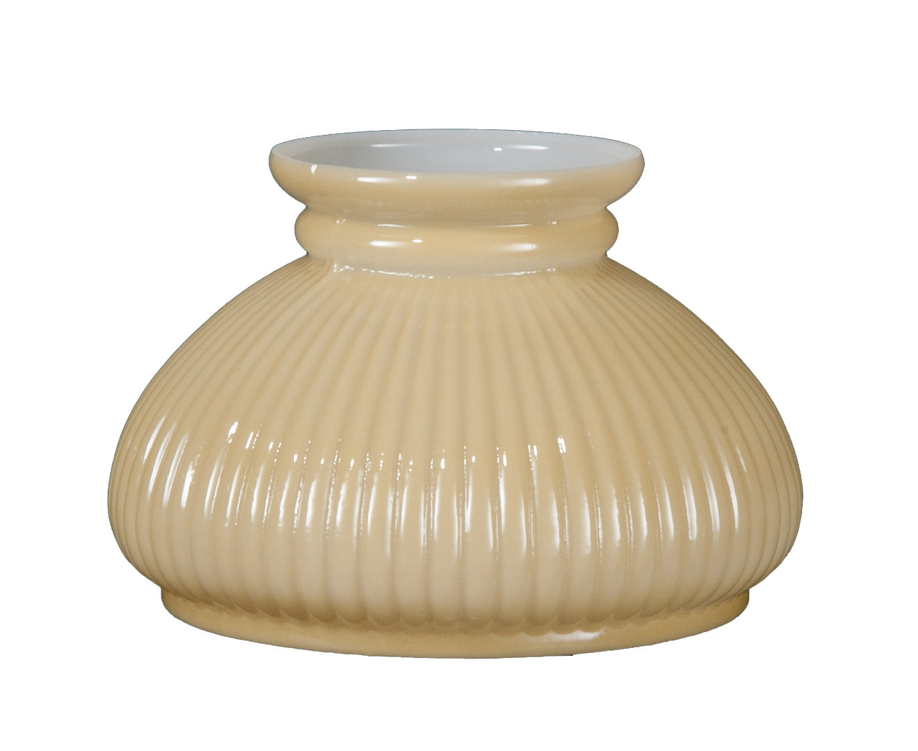 Opal Glass Rib Shade, Buff Nu-Gold, 7 inch fitter