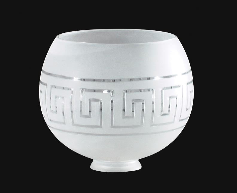 Gasolier Lamp Shade, Hand Cut Greek Key Design, 2-1/2 inch fitter