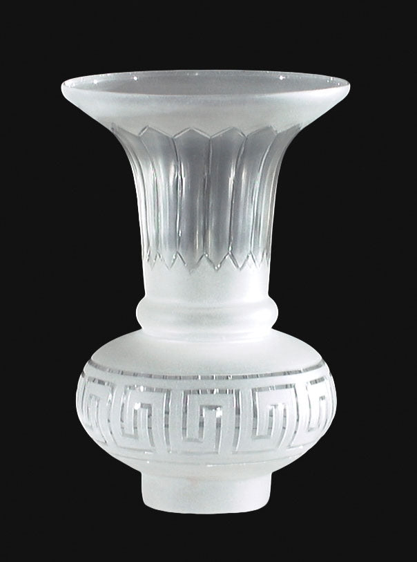Argand Shade, Hand Cut Greek Key Design, 2-1/2 inch fitter