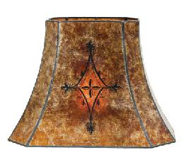 Decorated Antique Amber Color Cut Corner Rectangle Mica Shades