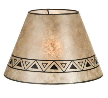 Parchment Color Empire Shaped Mica Lamp Shades with Print, 1" Recessed UNO Fitter