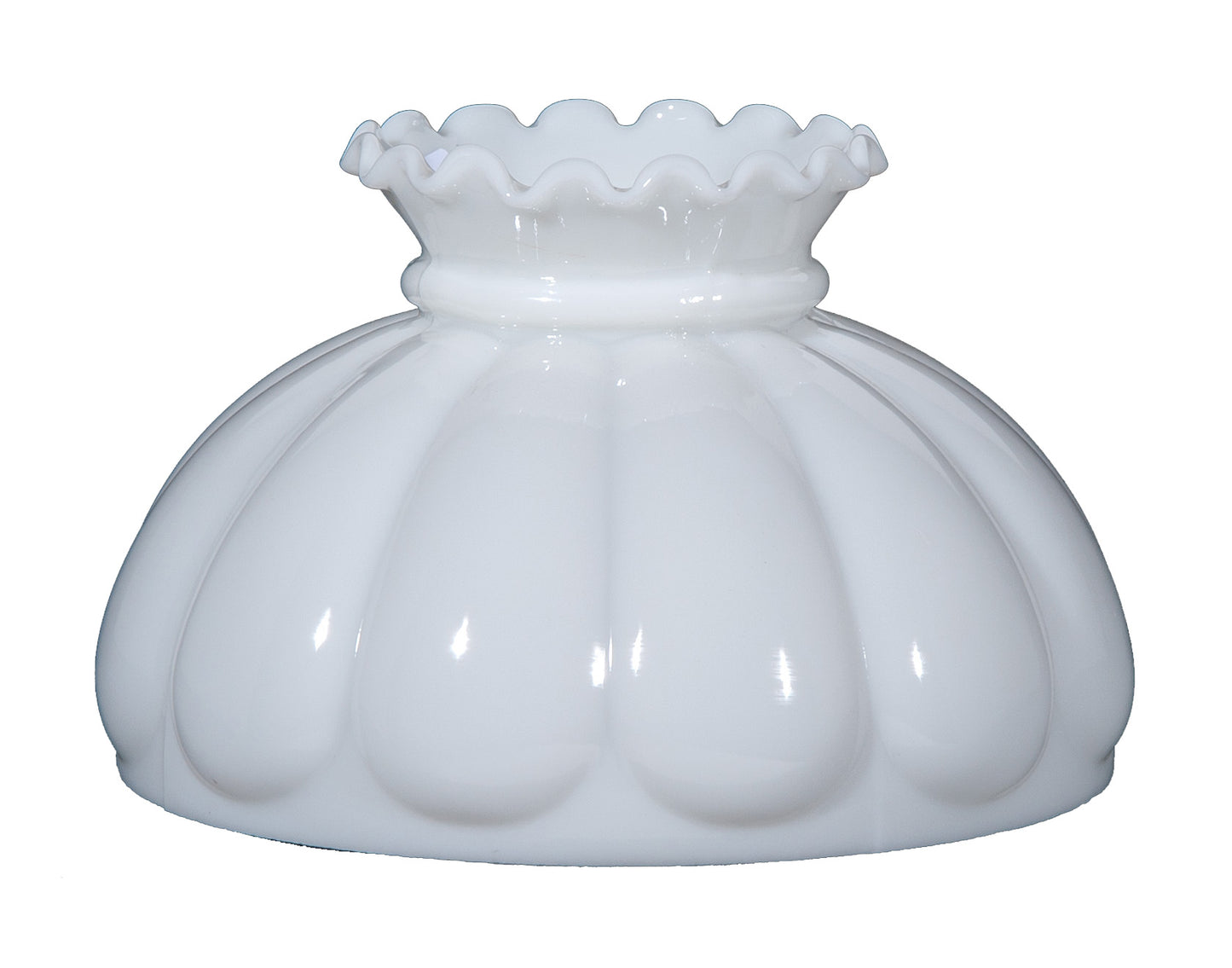 Opal Glass Melon Shade, Crimped Top, 10 inch fitter