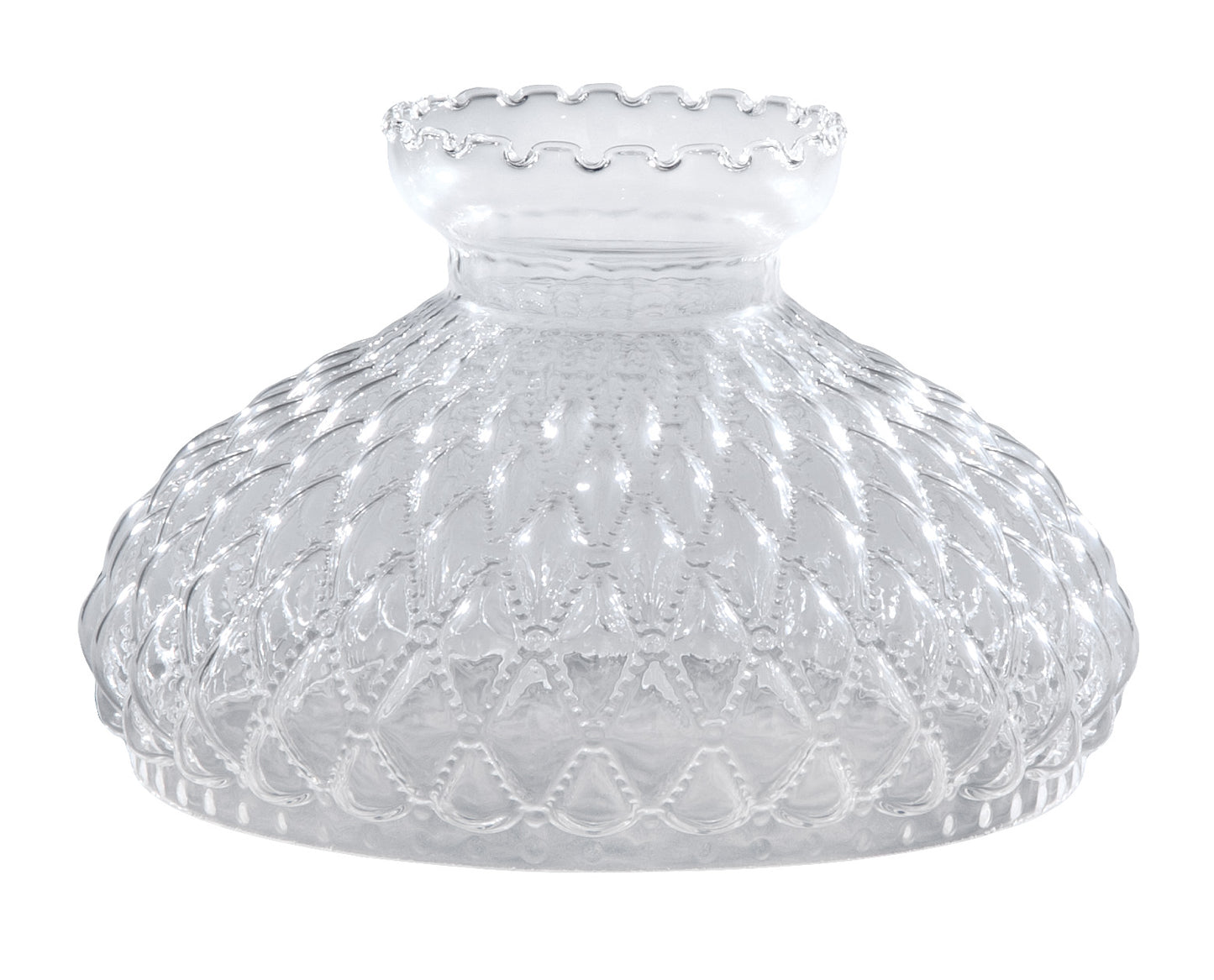 Clear Glass Diamond Quilted Shade, 10 inch fitter