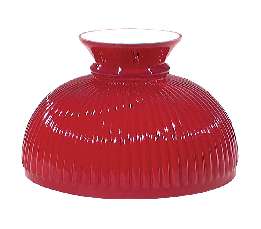 Cased Ruby Glass Rib Shade, 10 inch fitter
