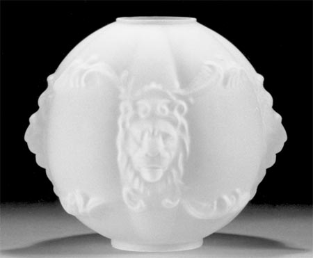 11 inch Satin Crystal Shade, Lion's Head, 4 inch fitter