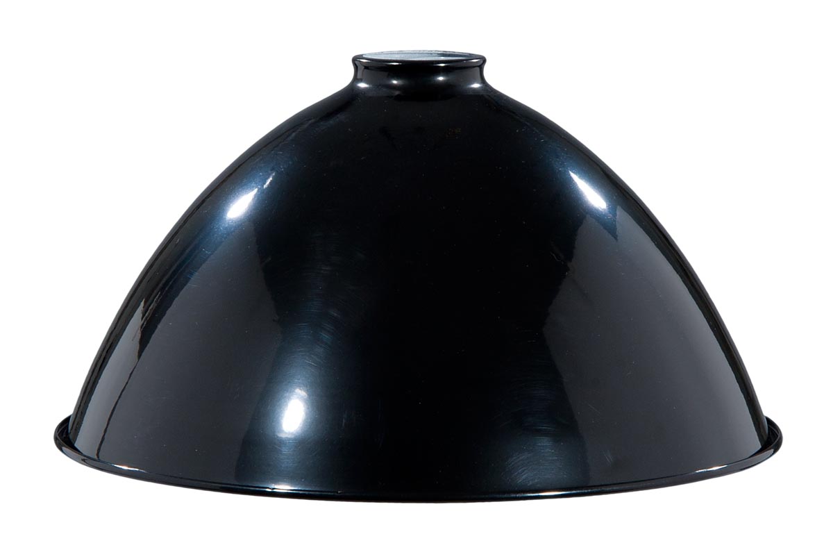 12" Metal Dome Lamp Shade - Black Enamel Finish, 2 1/4" Fitter Size