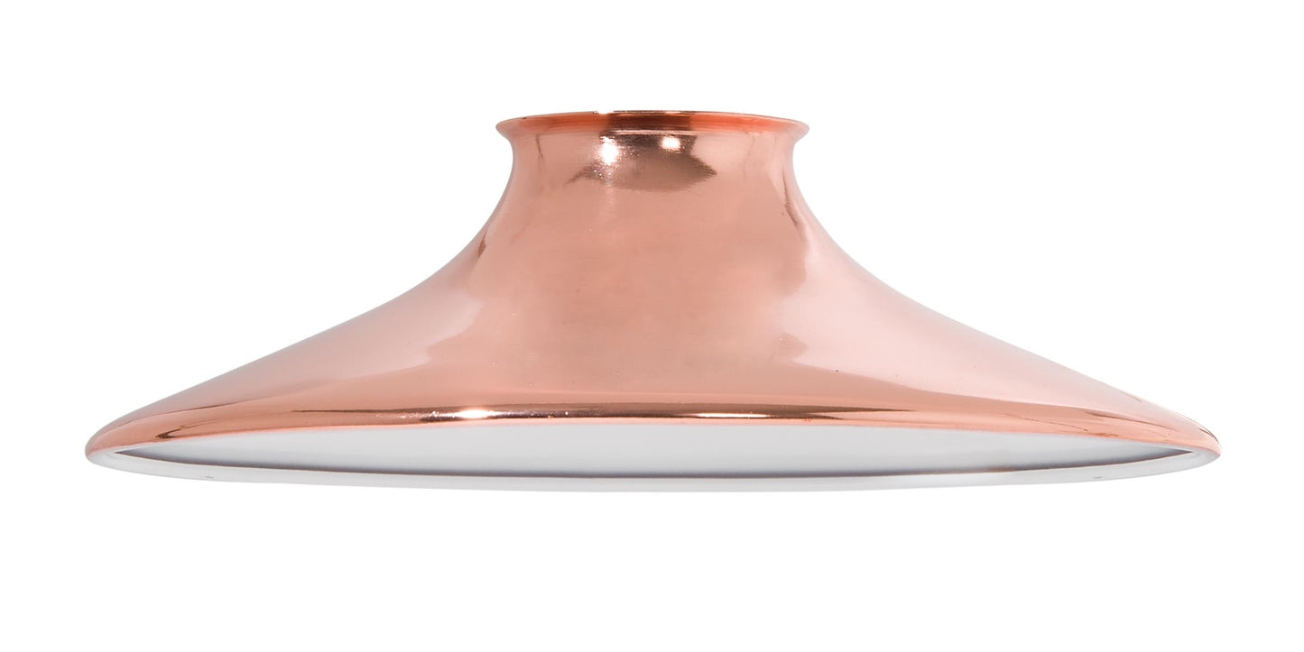 8" Dia. Polished Copper Finish Spun Steel Saucer Shade, 2-1/4" Fitter