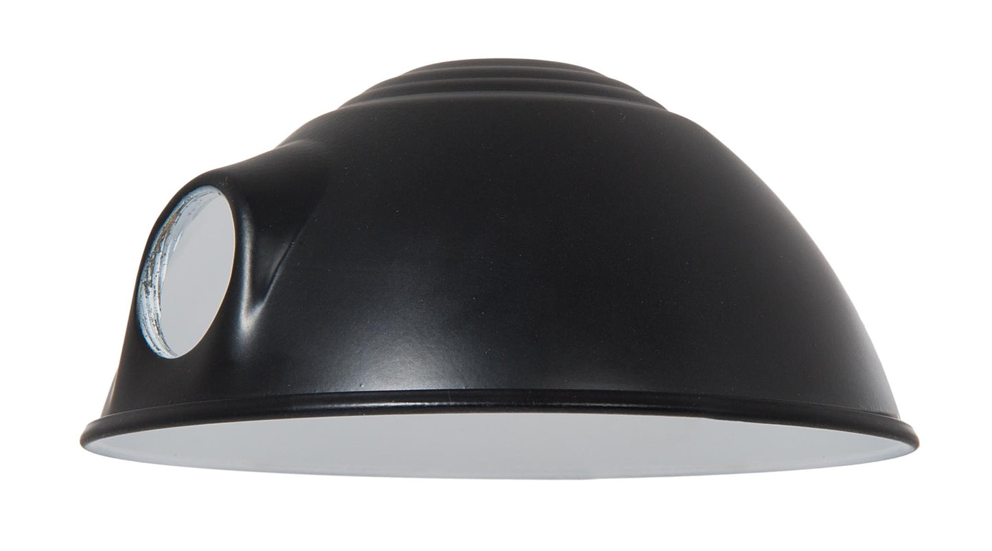 1-1/4" I.D. Fitter Opening On Side & UNO Threaded Metal Parabolic Shade, Black