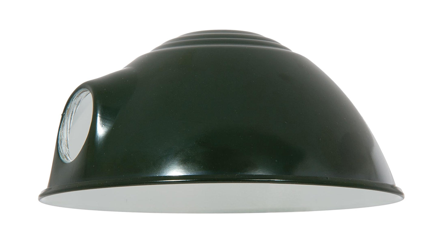 1-1/4 Inch Inner Diameter Fitter Opening On Side & UNO Threaded Green Metal Parabolic Lamp Shade