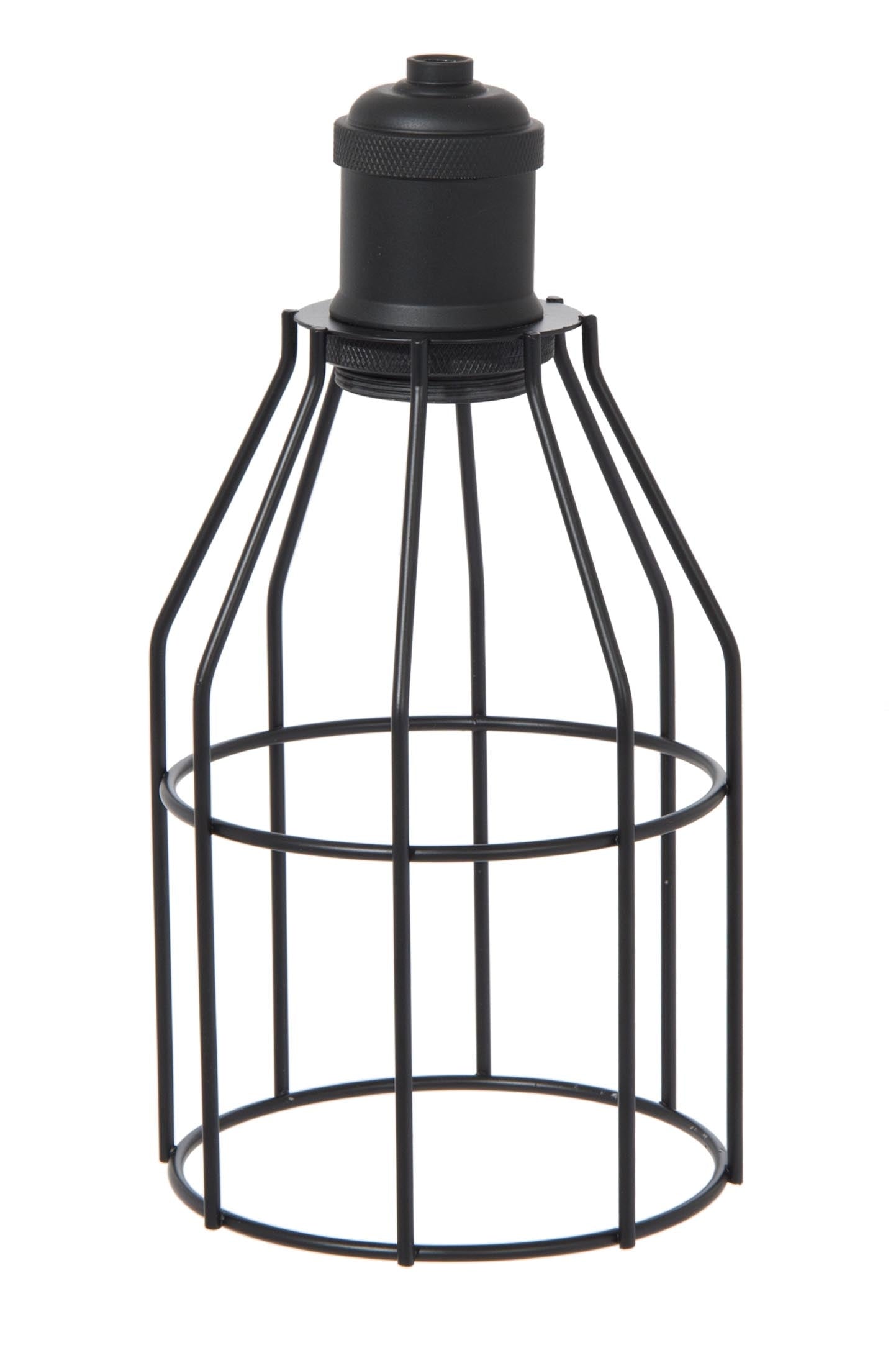 Satin Black Finish Steel Wire Bulb Cage, Slip On Washer Type