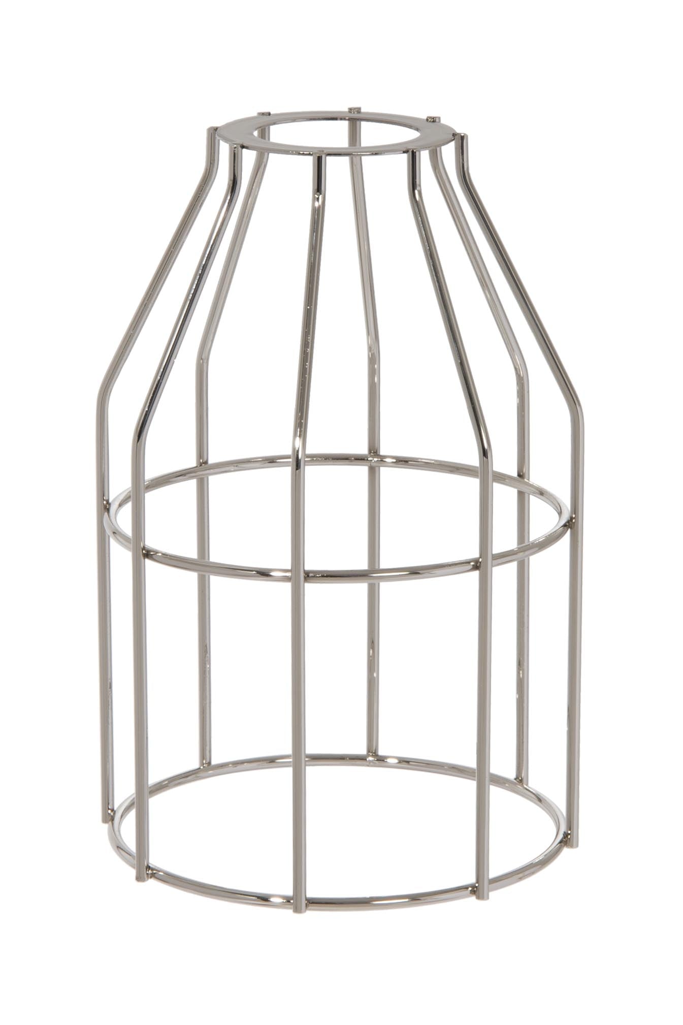 Polished Nickel Finish Steel Wire Bulb Cage, Slip On Washer Type