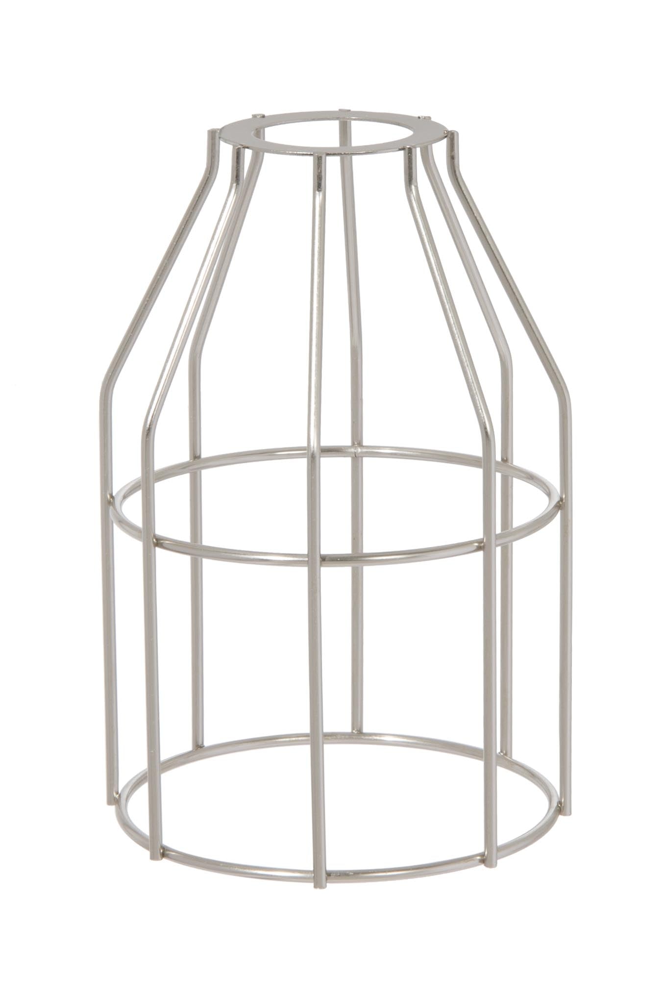 Satin Nickel Finish Steel Wire Bulb Cage, Slip On Washer Type