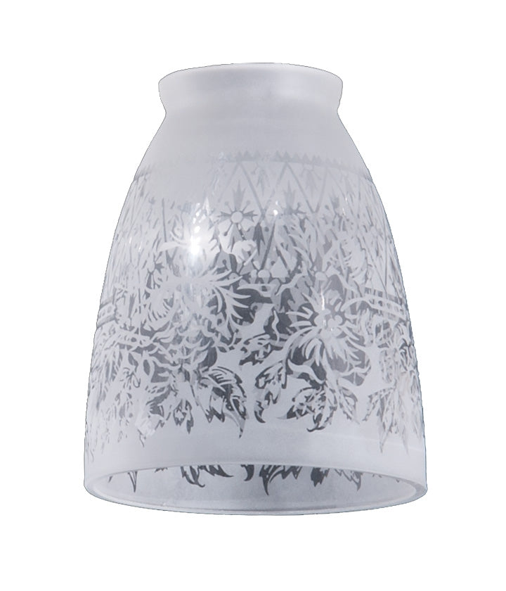 2 1/4" Fitter, Two Roses Design Satin Etched Fixture Shade, 5 inch tall