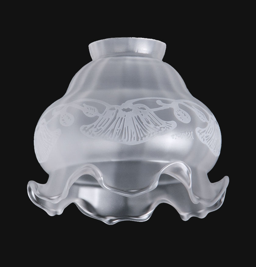 Replacement Glass Lamp Shades. 8 1/4 Inch Etched Pendant Shade With 4...