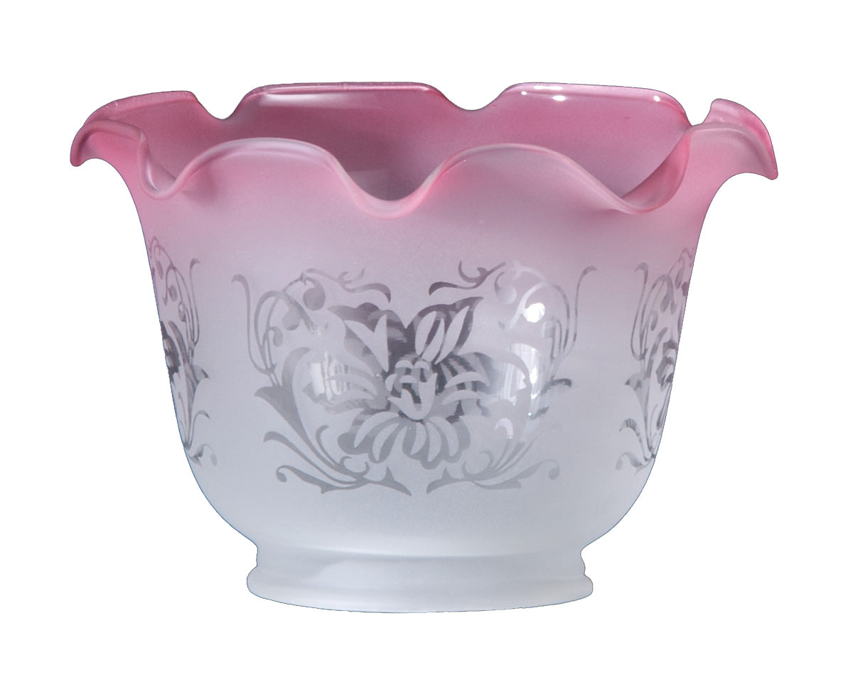 7-1/4 inch diameter Cranberry Tint Filigree Gas Shade, 4 inch lip fitter