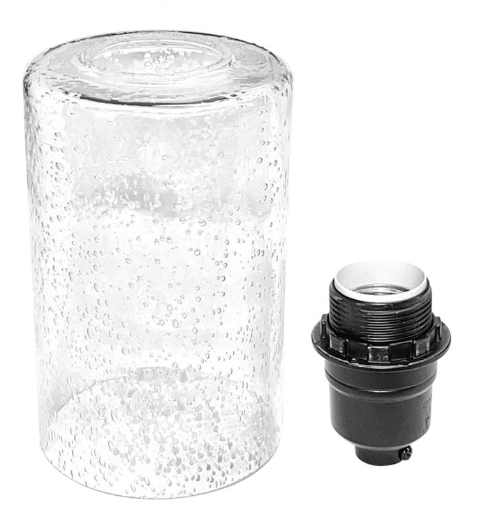 Clear Seeded Glass, Cylinder Shape Pendant Lamp Shade, 5 1/2-inch Tall with 1-5/8-Inch Fitter Opening