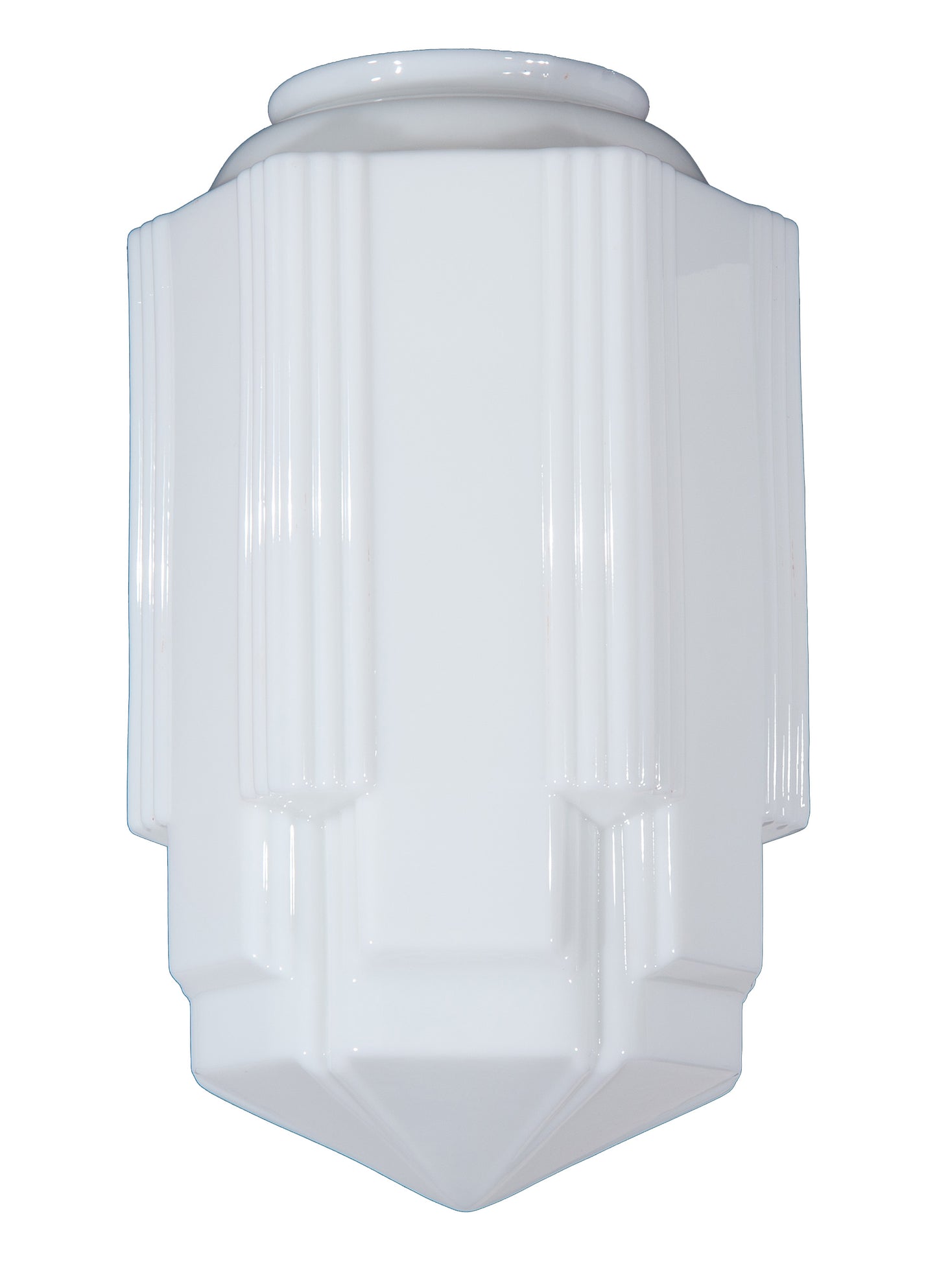 16 1/2" Tall Opal Glass Art Deco Pendant, 6 inch lip fitter