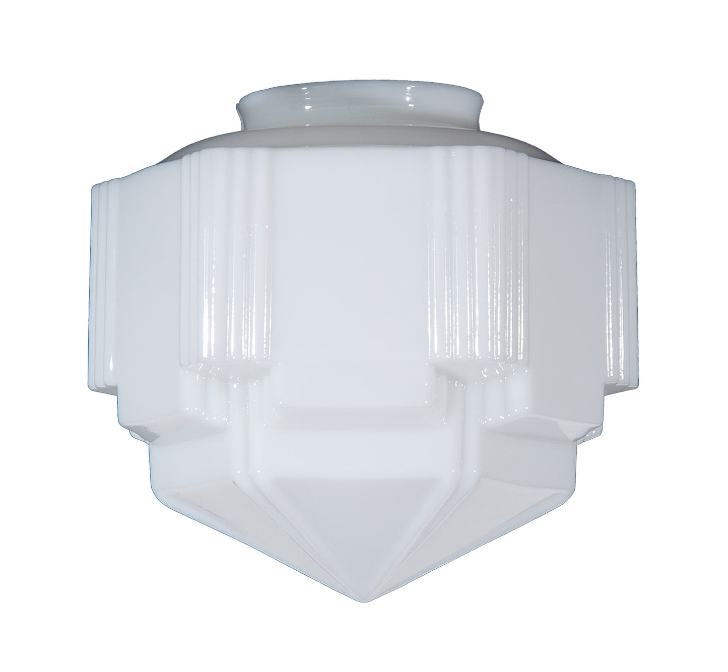 8" Opal Glass Art Deco Pendant, 4 inch lip fitter