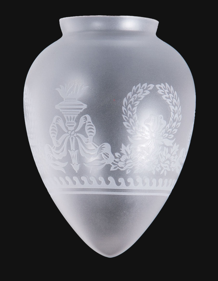 3 1/4" Fitter, Bulb Shaped Satin Etched Pendant Shade, 7-1/2 inch tall