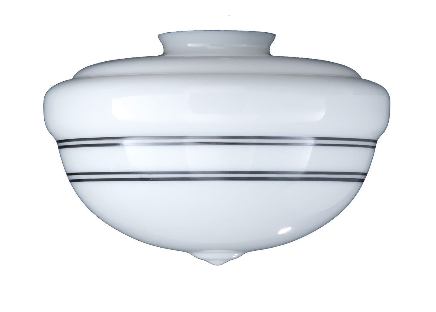 Quad Black Banded Schoolhouse Opal Glass Shade, 4 or 6 inch lip fitter