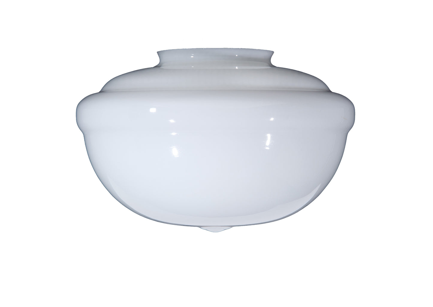 14" Opal Schoolhouse Shade, 6 inch lip fitter