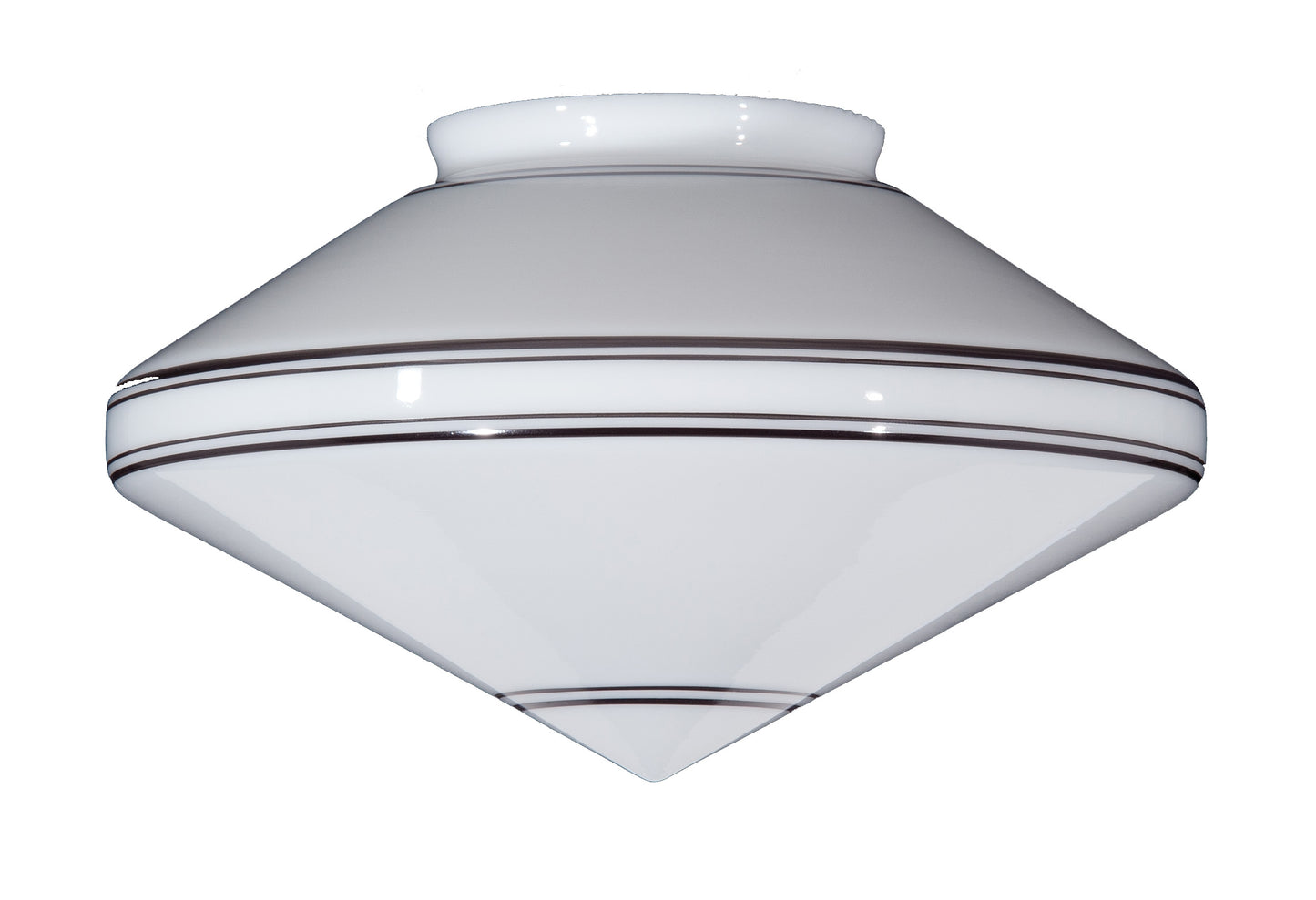 14" Striped Art Deco Pendant Shade, 6 inch lip fitter